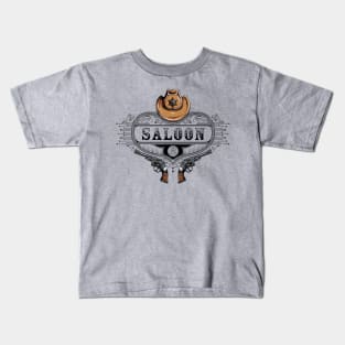 Saloon Hat Revolver Heart Kids T-Shirt